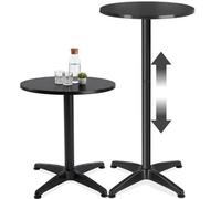 Tectake 1 Aluminum Bistro Table Frederic 60 Cm, Height-Adjustable 57.5 Cm - Black