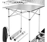 Tectake 1 Aluminum Folding Camping Table With Carrying Case, 70X70X70 Cm - Grey