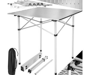 Tectake 1 Aluminum Folding Camping Table With Carrying Case, 70X70X70 Cm - Grey