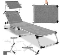 Tectake 1 Lorella Aluminum Sun Lounger, Upholstered, Foldable - Mottled Grey