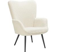 Tectake 1 Armchair Hygge - Padded, Armrests And Ergonomic Backrest, 150 Kg Load Capacity Without Stool - Bouclé Cream/black