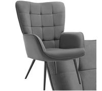 Tectake 1 Armchair Hygge - Padded, Armrests And Ergonomic Backrest, 150 Kg Load Capacity Without Stool - Fine Cord Anthracite/black