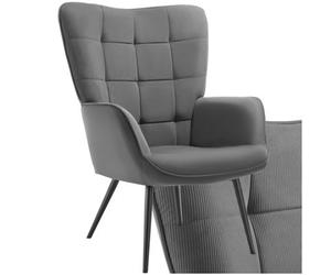Tectake 1 Armchair Hygge - Padded, Armrests And Ergonomic Backrest, 150 Kg Load Capacity Without Stool - Fine Cord Anthracite/black