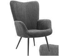 Tectake 1 Armchair Hygge - Padded, Armrests And Ergonomic Backrest, 150 Kg Load Capacity Without Stool - Wide Cord Anthracite/black