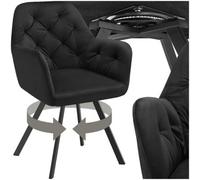 Tectake 1 Armchair Lucia - Padded, Quilted Pattern, 180 Degree Swivel Chair - Black