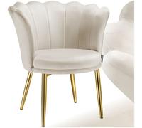Tectake 1 Armchair Stella - Faux Fur Or Velvet, Thick Padding, 67X64X76Cm - Velvet Look Cream/gold
