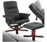 tv recliner armchair with stool 100% synthetic leather and adjustable backrest
