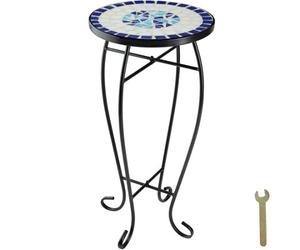 Tectake 1 Balcony Table With Mosaic Pattern (30X30X61.5Cm) 30 Cm - White/blue