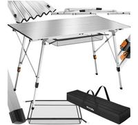 Bastian Aluminium Height-Adjustable Folding Camping Table - Silver, none