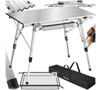 Tectake 1 Camping Table Tina - Foldable, Height-Adjustable - Silver