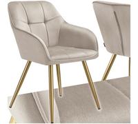 tectake Dining Chair Marilyn Per Piece - Taupe/Gold in Taupe | Size: 1 Pack TECTAKE Taupe 1 Pack