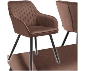 Tectake 1 Chair Marilyn - Velvet Look, Quilted, Continuous Backrest, Slim Steel Legs - Brown/black