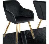 Tectake Marilyn Velvet-look Chair - Black And Gold, Black