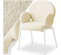 Tectake Dining Chair Scandi - Padded w/ Boucle Cover, High Backrest, Cream