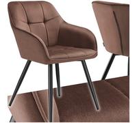 tectake Marilyn Brown and Black Velvet Quilted Dining Chair with Armrest - Size: Single - Wilko