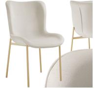 Tectake 1 Dining Chair Tessa - Ergonomic High Backrest, Slim Steel Legs, Soft Fabric - Velvet Look Beige/gold