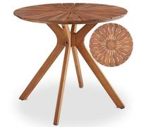 Tectake 1 Garden Table Pollensa Round, Weatherproof, Solid Acacia Wood 70 Cm - Brown