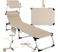 Tectake 1 Lorella Aluminum Sun Lounger, Upholstered, Foldable - Beige