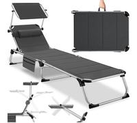 Tectake 1 Lorella Aluminum Sun Lounger, Upholstered, Foldable - Grey