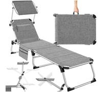 Tectake 1 Lorella Aluminum Sun Lounger, Upholstered, Foldable - Mottled Grey