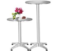 Tectake 1 Poseur Table With 60Cm Tabletop, Foldable, Height Adjustable And Weather-Safe 5.8 Cm - Grey