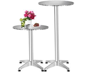 Tectake 1 Poseur Table With 60Cm Tabletop, Foldable, Height Adjustable And Weather-Safe 5.8 Cm - Grey
