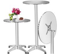 Tectake 1 Poseur Table With 60Cm Tabletop, Foldable, Height Adjustable And Weather-Safe 6.5 Cm - Grey