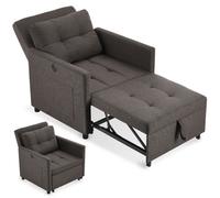 Tectake 1 Recliner Toyama Sleeper Chair, 3-In-1, 6-Way Adjustable Backrest - Dark Grey