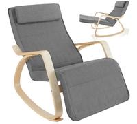 Onda Padded Five-Step Adjustable Rocking Chair with Armrests and Pillow - Light Grey, Grey