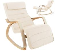 Tectake Rocking Chair Onda - With Armrests, Comfortable Padding With Pillow, 5-Step Adjustable Footrest - Beige
