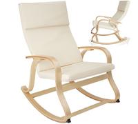Tectake 1 Rocking Chair Roca - With Armrests, Comfortable Padding And Floor Protectors - Beige