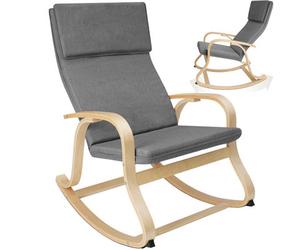 Tectake 1 Rocking Chair Roca - With Armrests, Comfortable Padding And Floor Protectors - Light Grey