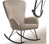 Tectake 1 Rocking Chair Swing - Armchair With Steel Runners And Thick Padding - Black/taupe