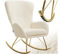 Tectake 1 Rocking Chair Swing - Armchair With Steel Runners And Thick Padding - Cream/gold