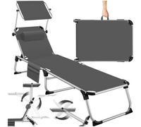 Tectake 1 Sun Lounger Aurelie - Foldable With Headrest, 6 Position Backrest - Grey