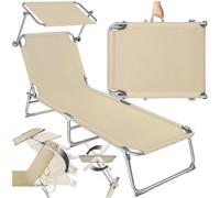 Tectake Sun Lounger Chloé - Foldable, Infinitely Adjustable Sunroof - Beige