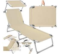 OUTDOOR GARDEN SUN LOUNGER FOLDING CHAIR RECLINER + SUNSHADE