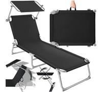 Tectake 1 Sun Lounger - Foldable, Adjustable Sunshade And 4-Step Backrest - Black