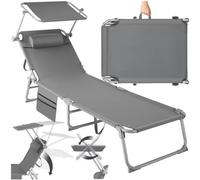 Sun Lounger Set Loungers Cushion Recliner Chair Day Bed with Canopy Folding