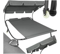 Tectake 1 Sun Lounger Livorno - For 2 People, Adjustable Sunroof, With Wheels - Black/grey