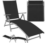 Tectake 1 Sun Lounger Marisol - Foldable, 7-Step Backrest, Aluminium Frame - Dark Grey
