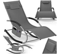 Tectake 1 Sun Lounger Taya Ergonomic, Rocking Function - Grey