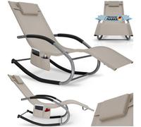 Tectake 1 Sun Lounger Taya With A Modern Design, Rocking Function And Breathable Surface - Beige
