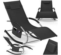 tectake Sun Lounger Taya in Black | Size: 1 Seater TECTAKE Black 1 Seater