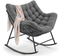 Tectake 1 Tami Rocking Chair, Upholstered, With Quilted Pattern - Anthracite