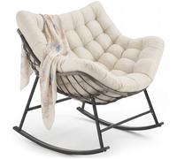 Tectake 1 Tami Rocking Chair, Upholstered, With Quilted Pattern - Beige
