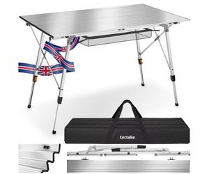 Tectake 1 Tina Aluminum Folding Camping Table, Height-Adjustable - Silver