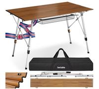 Tectake 1 Tina Aluminum Folding Camping Table, Height-Adjustable - Wood Look