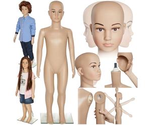 tectake® 110cm Child Mannequin, Full Body Display Dummy with Realistic Proportions, Adjustable Arms, Rotatable Head, Stable Base and Stand, Easy Assembly, Ideal for Retail Clothing Shop Displays