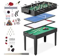 tectake® 15-in-1 Multi-Functional Game Table, Incl. Pool, Tabletop Football & Tennis, Air Hockey, Chess & More, Multi Games Table with Sturdy Frame & Game Accessories Included - 125 x 123 x 83 cm